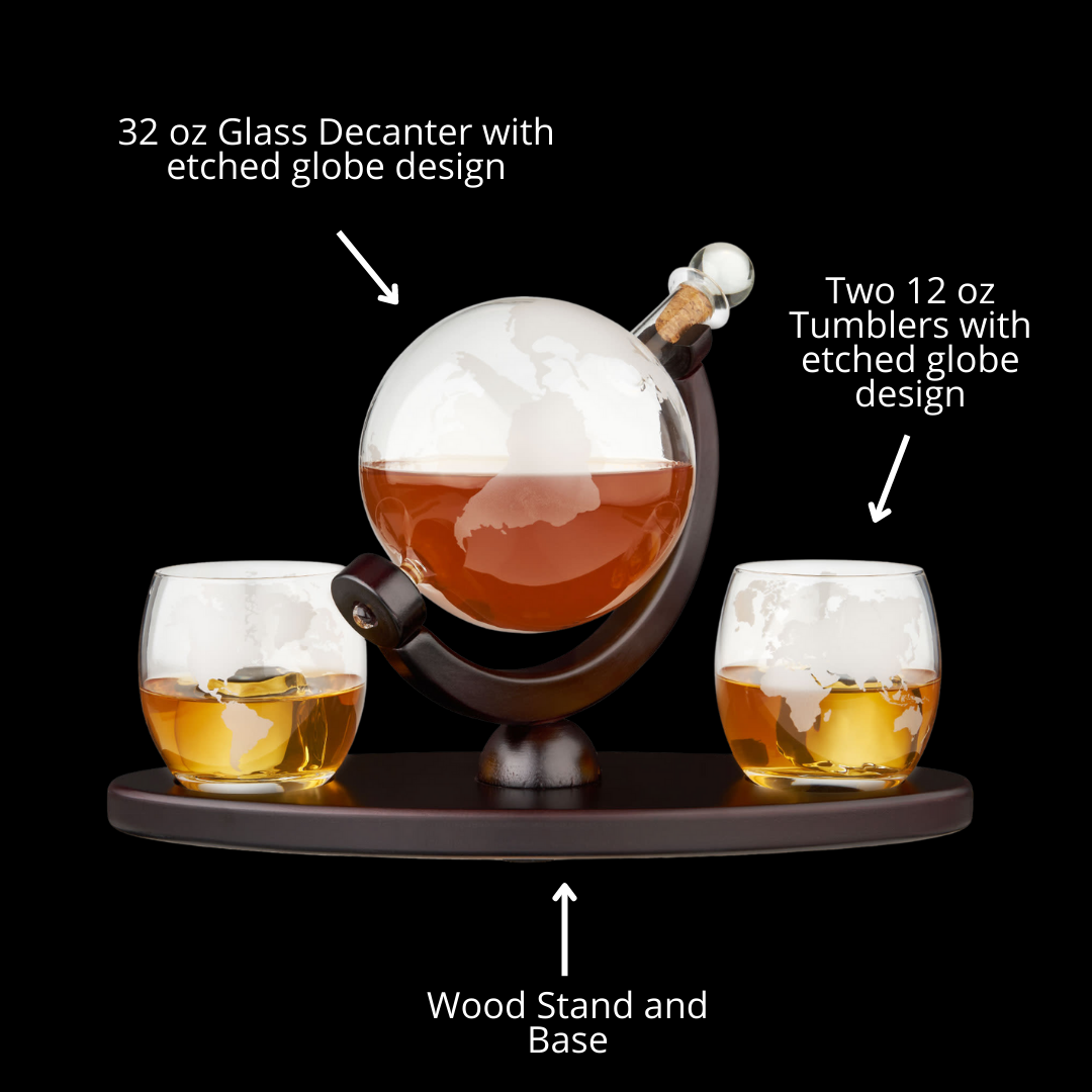 Globe Decanter & Whiskey Tumblers Set